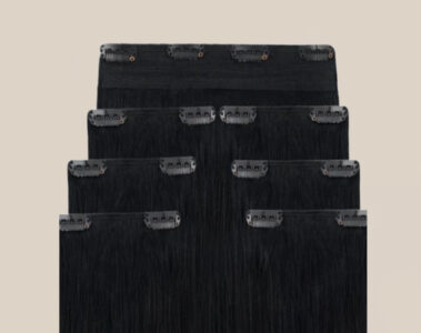 Natural Black hair extension clips handmade